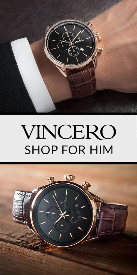 Vincero watches are the perfect mix of elegance, quality, and affordability. With Free Shipping WorldWide, it's tough to find reasons why you shouldn't…Shop Today! Wache Design, Citizen Watches For Men, Vincero Watches, Skagen Watches, Mens Designer Watches, Outfits Hombre, Leather Watch Bands, Mens Gold, Men's Watches