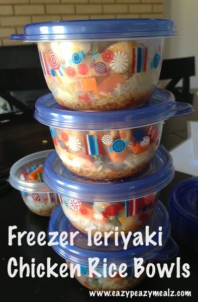 Teriyaki Chicken Rice, Gf Ideas, Freezer Lunches, Teriyaki Chicken Rice Bowl, Chicken Rice Bowl, Single Serve Meals, Health Lunch, Teriyaki Chicken And Rice, Bulk Cooking