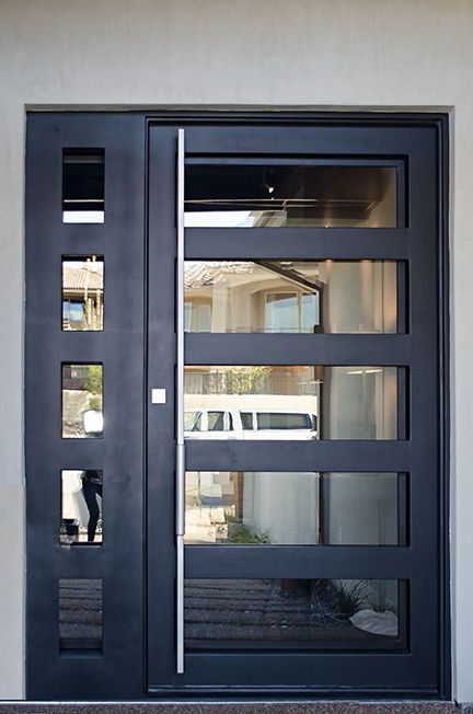 Custom Fabricated Steel Doors — Titan Architectural Products of Utah Frobt Door, Glass Exterior Door, Metal Entry Doors, Glass Entrance Doors, Steel Doors Exterior, House Front Door Design, Metal Front Door, Steel Doors And Windows, Bed Workout