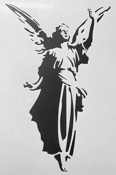 Cool Stencils Printables, Stencil Art Aesthetic, Chanel Stencil, Y2k Stencil, Virgin Mary Stencil, Goth Stencil, Shape Art Projects, Stencil Art Ideas, Jesus Stencil