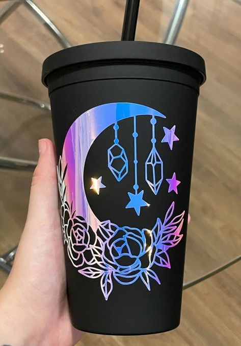 Witchy Tumbler, Mandala Moon, Starbucks Cup Design, Moon Acrylic, Starbucks Cup Art, Moon Decal, Sublimacion Ideas, Hope Valley, Flower Moon