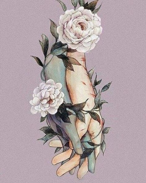 Hand Holding Rose, Hands Holding Flowers, Drawing Hands, Cover Wattpad, Design Blogs, Flower Sketches, Roses Drawing, Plant Drawing, Hand Sketch