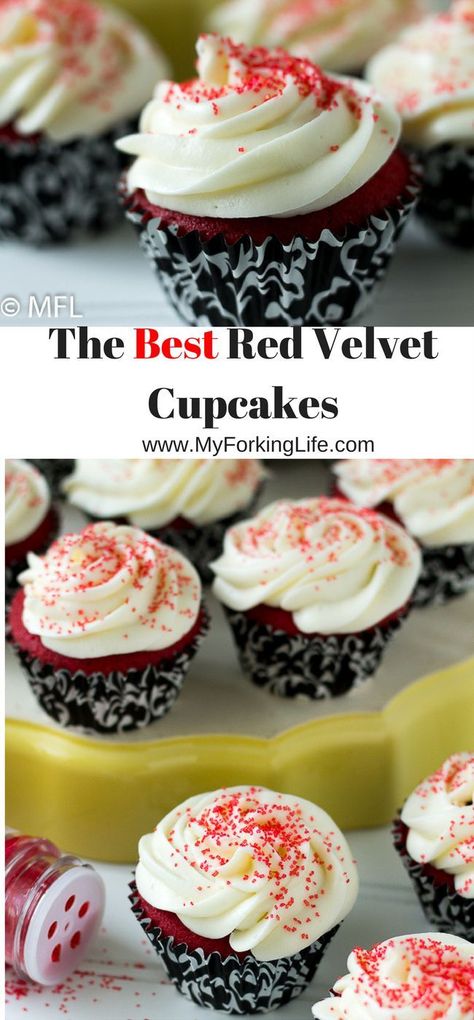 The Best Red Velvet Cupcakes! They are moist and delicious and they are from scratch. Topped with a cream cheese frosting for the perfect dessert. #redvelvet #cupcakes #fromscratch #bakingfromscratch Old Fashioned Red Velvet Cake Recipe, Old Fashioned Red Velvet Cake, Best Red Velvet Cupcakes, Easy Red Velvet Cupcakes, Gorgeous Cupcakes, Red Velvet Cupcakes Recipe, Keto Cupcakes, Whipped Cream Cheese Frosting, Healthy Cupcakes