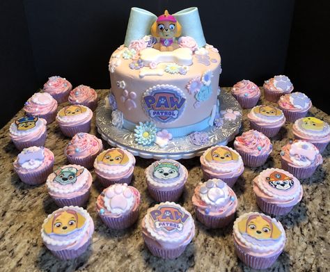 Paw Patrol Cake Girly, Skye Cake, Paw Patrol Cupcakes, Paw Patrol Cake, Paw Patrol Birthday Party, Patrol Party, Paw Patrol Party, Paw Patrol Birthday, Pink Cupcakes