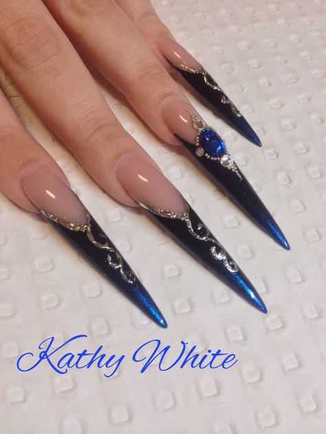 Black Nails Acrylic Stilettos Bling, Nails With Jewels, Nail Claws, Gel Polish Design, Stilettos Nails, Matte Stiletto Nails, Pink Gel Polish, Acrylic Nails Stiletto, Stilleto Nails Designs