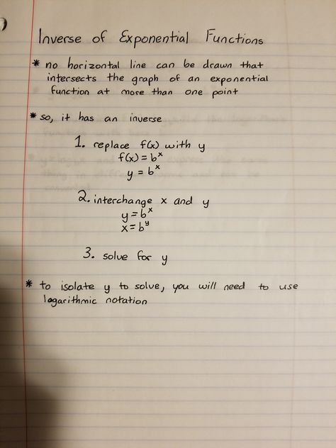 Inverse Functions Notes, Exponential Functions Notes, Functions Math, Inverse Functions, Math English, Exponential Functions, Physics Notes, Maths Algebra, Math Notes