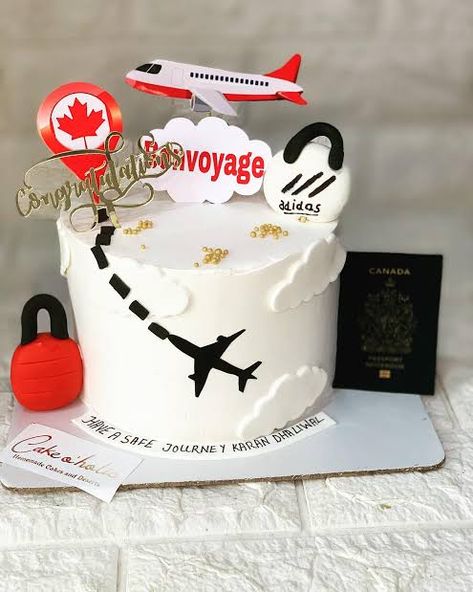 Flight Attendant Cake, Happy Journey Cake, Journey Cake, Bon Voyage Cake, Cakes Without Fondant, Farewell Cake, Happy Journey, Travel Cake, Cake For Husband