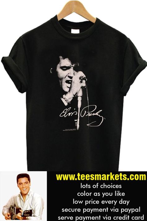 $13.23 – $24.73 Buy Vintage Elvis Presley Singing Distressed Black T-Shirt This t-shirt is Made To Order, one by one printed so we can control the quality. We use newest DTG Technology to print on to Vintage Elvis Presley Singing Distressed Black T-Shirt . tshirts // tees // fashion // customtees // graphicdesign // funnytees // elvispresley // #tshirts #tees #fashion #customtees #graphicdesign #funnytees #elvispresley Elvis Presley Singing, Legendary Singers, Hoodies Pullover, Custom Tees, One By One, Style Gift, Funny Tees, Buy Vintage, Black T Shirt