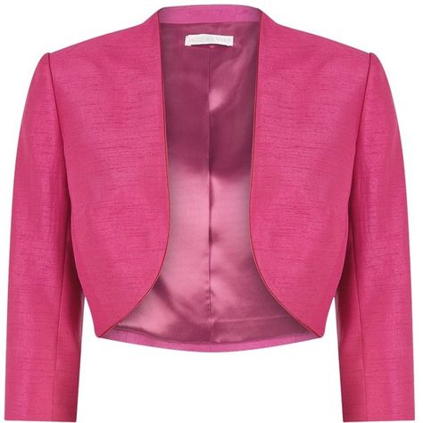 Jacques Vert Piped Bolero, Hot Pink found on Polyvore Pink Bolero Jacket, Hot Pink Blazer Outfit, Pear Fashion, Pink Bolero, Pink Blazer Outfit, Hot Pink Jacket, Pink Jacket Blazer, Hot Pink Blazers, Outfit Polyvore