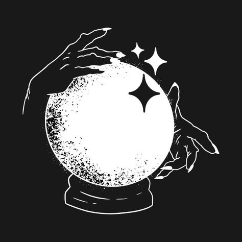 Witch Hands Crystal Ball, Crystal Ball Graphic Design, Witches Crystal Ball, Hand Holding Crystal Ball Drawing, Crystal Ball Drawing Simple, Crystal Ball Tattoo Design, Crystal Ball With Hands, Crystal Ball Hands, Crystal Ball Painting