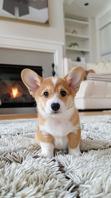 Cute #CorgiPuppy: Adorable #CorgiPuppy sitting on a #FluffyRug in a #CozyRoom with a #LitFireplace. #puppy #corgi #rug #fireplace #cozy #aiart #aiphoto #stockcake ⬇️ Download and 📝 Prompt 👉 https://stockcake.com/i/cute-corgi-puppy_817438_1145276 Aesthetic Puppy Pictures, Corgi Aesthetic, Aesthetic Puppy, Cute Labrador Puppies, Fireplace Cozy, Puppy Corgi, Baby Corgi, Cute Corgi Puppy, Unique Dog Breeds