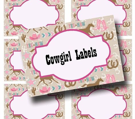 Cowgirl Party labels Printable Name Tags Western Party pink Labels Digital Food Labels Birthday Party, Printable pink Place Cards Cowgirl Party Food, Paper Clip Art, Party Food Labels, Digital Food, Western Theme Party, Western Party, Party Labels, Western Parties, 30th Bday