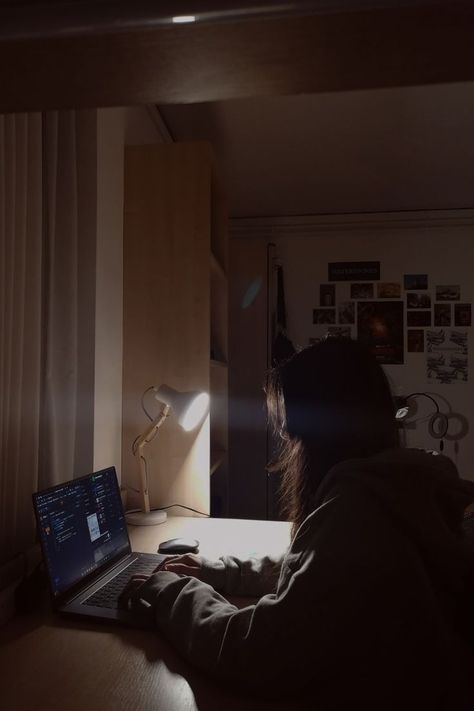 university student studying on her laptop. coding in her room during the night Studying Computer Aesthetic, On The Computer Aesthetic, Computer Athestic, Writing Novel Aesthetic Laptop, Night Computer Aesthetic, Anonymous Girl Aesthetic, Girl On Laptop Aesthetic, Working On A Laptop Aesthetic, Computer Studies Aesthetic