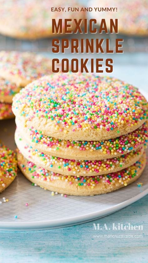 Mexican Sprinkle Cookies Recipe, Orejas Cookies, Maseca Recipes Sweets, Mexican Sprinkle Cookies, Mexican Pink Cookies Recipe, Mexican Vanilla Recipes, Mexican Cinnamon Cookies, Mexican Cookies Recipes Traditional, Authentic Mexican Dessert Recipes