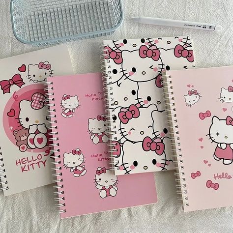 Three Liou Coil Notebook Hello Kitty Spiral Book 4/Set A5 Diary Sketching Book School Supplies Cute Stationary Supplies, Hello Kitty Cosas, Hello Kitty Things, Hello Kitty School Supplies, Hello Kitty Notebook, Pink Gift Basket, Hello Kitty Book, Hello Kitty School, Hello Kitty Imagenes