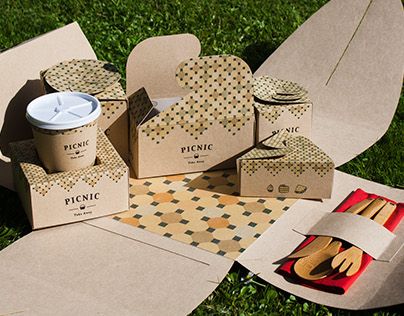 Picnic Take Away Eco Friendly Food Packaging Ideas, Sustainable Packaging Design Food, Eco Friendly Bakery Packaging, Sustainable Takeaway Packaging, Dessert Boxes Packaging, Coffee Cup Takeaway Packaging, Food Delivery Packaging, Takeaway Packaging, Picnic Box