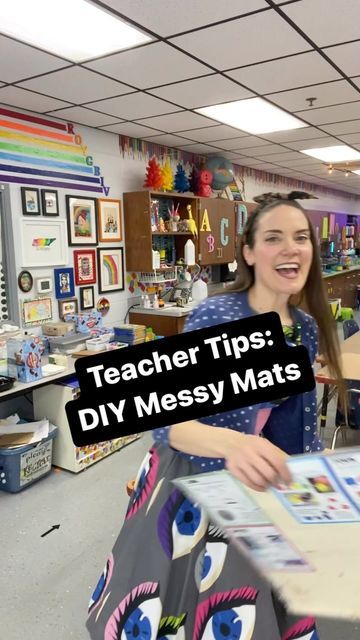 Messy Mats For Art, Art Classroom Tables, Art Classroom Hacks, Art Class Organization, Art Elementary, Cassie Stephens, Classroom Hacks, Art Classroom Decor, Class Organization