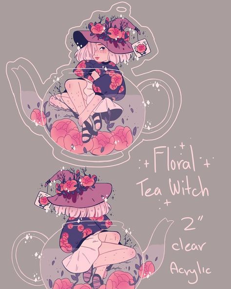 My last acrylic charm design!!! I love this one so much! She's a fruity floral tea witch who can withstand any hot temperatures! ✨ #illustration #pastel #peonies #witchcraft #witch #tea #teapot Witchy Drawing Ideas, Tea Witch, Witch Art, Floral Tea, Art And Illustration, Art Block, Pretty Art, 그림 그리기, Drawing Inspiration