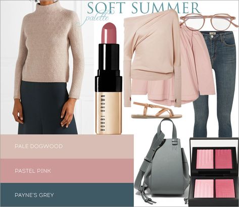 Soft Summer Outfits Inspiration Casual, Soft Summer Fashion, Muted Summer, Color Analysis Summer, Summer Skin Tone, Light Summer Color Palette, Pale Dogwood, Soft Summer Palette, Soft Summer Color Palette