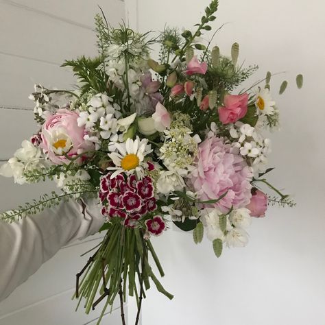 Sweet William Bouquet, Daisy And Sweet Pea Bouquet, June Bouquet, Sweet Rocket, Sweet Pea Bouquet, Oxeye Daisy, Sweet William, Hand Tied Bouquet, Prom Flowers