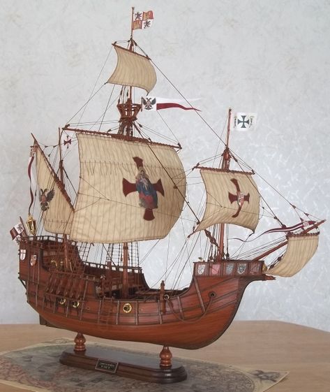 Santa Maria Ship Model Santa Maria Ship, Galleon Ship, Model Sailing Ships, Sailing Ship Model, Scale Model Ships, Wooden Ship Models, Old Sailing Ships, Wooden Boat Building, Ship Drawing