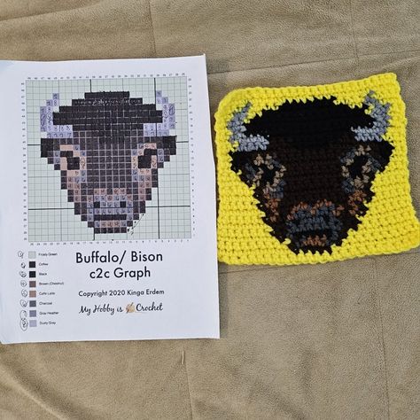 Possum Crochet Pattern, Possum Crochet, Tapestry Charts, Crochet Buffalo, Crochet C2c Pattern, Buffalo Bison, Crochet Graph, Graph Crochet, Hobby Ideas