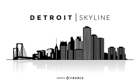 Simple Detroit skyline - Vector download Detroit Skyline Silhouette, Detroit Skyline Tattoo, Detroit Tattoo Ideas, City Tattoo Ideas, Trucker Tattoo, Detroit City Skyline, Detroit Tattoo, Country Logo, City Outline