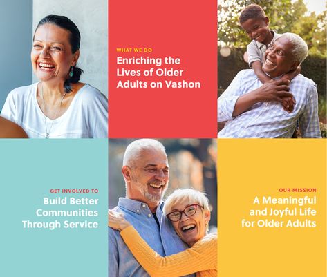 Branding for Vashon Senior Center by The Artful Union Nonprofit Design, Healthcare Branding, Senior Center, Powerpoint Design Templates, Corporate Photography, Senior Health, Aging In Place, Care Logo, Senior Care