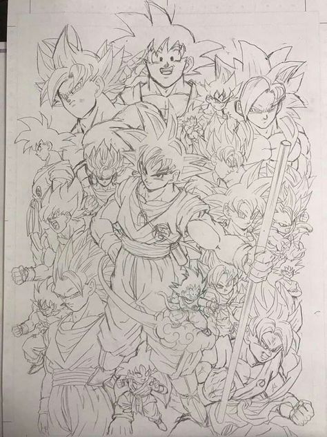 Goku All Forms, Dragonball Art, Dbz Drawings, Goku Drawing, Dragon Ball Tattoo, Ball Drawing, Dragon Ball Painting, Dragon Wall, Dragon Ball Super Artwork