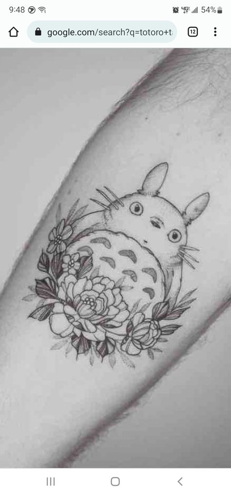 Totoro Flower Tattoo, Ghibli Tattoo, Great Tattoos, My Neighbor Totoro, Tattoo Flash, Forearm Tattoo, Miyazaki, Flash Tattoo, Studio Ghibli