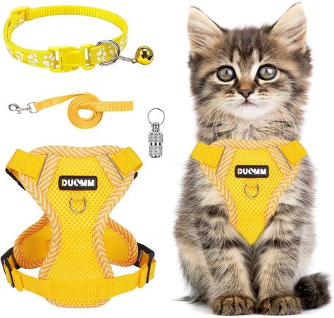 Cat Harness and Lead Set,Adjustable Kitten Harness with Collar Pendant, Mesh Cat Lead Harness with Reflective Strips Escape-Proof for Large Medium Small Cats Dogs Pets Walking(Yellow S) Check more at https://ngatiranana.org.uk/product/cat-harness-and-lead-setadjustable-kitten-harness-with-collar-pendant-mesh-cat-lead-harness-with-reflective-strips-escape-proof-for-large-medium-small-cats-dogs-pets-walkingyellow-s/ Kitten Harness, Cat Lead, Cat Harness, Birthday Board, Small Cat, Cats Dogs, Pet Dogs, Dog Cat, Kittens