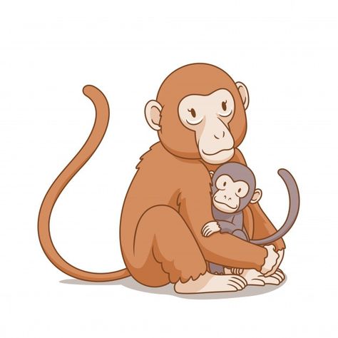 Cartoon illustration of mother monkey hu... | Premium Vector #Freepik #vector #love #kids #family #nature Mother Clipart, Hugging Drawing, Monkey Drawing, Premium Vector Cartoon, Monkey Illustration, Fall Preschool Activities, Family Nature, Monkey Art, Baby Illustration