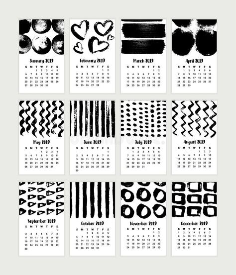 Hand drawn Calendar 2019 concept design. Vector Illustration stock illustration Hand Drawn Calendar, Grunge Calendar, Drawn Calendar, Calendar Design Inspiration, File Illustration, Calendar 2019, Texture Vector, Grunge Textures, Calendar Design