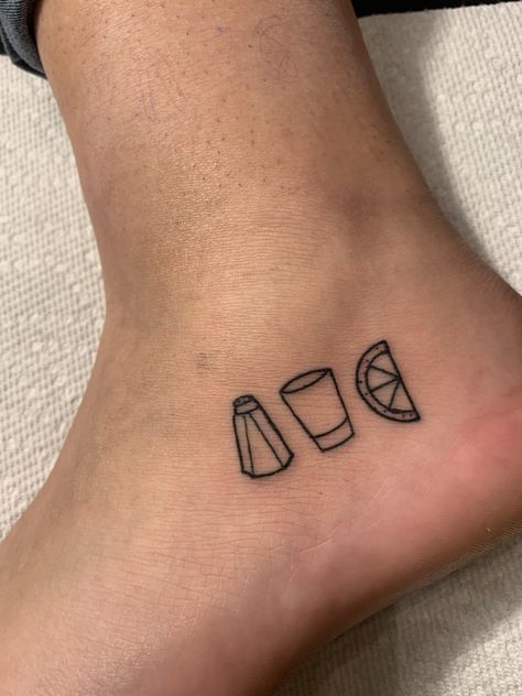 Drink Matching Tattoos, Mini Taco Tattoo, Best Friend Drink Tattoos, Tiny Alcohol Tattoos, Rum And Coke Tattoo, Domino Tattoo Ideas Small, Taco And Margarita Tattoo, Tiny Drink Tattoo, Tequila Tattoo Friends