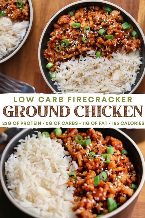 Firecracker Ground Chicken, Firecracker Chicken, Ground Chicken Recipes, Health Dinner, Low Carb Diet Recipes, Health Dinner Recipes, Chicken And Rice, Ground Chicken, High Protein Recipes