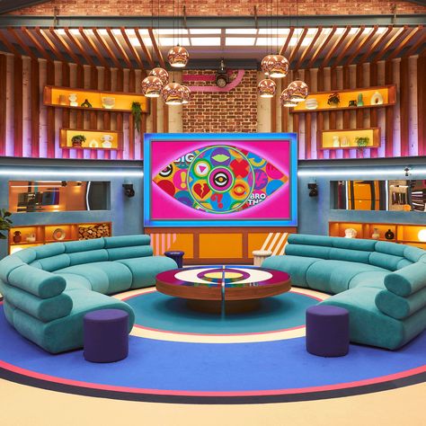 The Big Brother house is back, and it's championing one of our favourite trends of 2023 Big Brother House, New Big Brother, House Makeovers, Beautiful Home Designs, Curved Staircase, Furniture Trends, Curved Sofa, Celebrity Houses, Big Houses