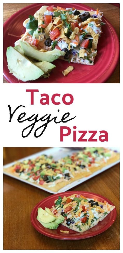 Taco Veggie Pizza : It’s everything you love about Taco dip and cold veggie pizza, combined! Veg Tacos, Cold Veggie Pizza, Veggie Pizza Recipe, New Recipes For Dinner, Taco Dip, Veggie Pizza, Whats For Lunch, Awesome Recipes, Snacks For Work