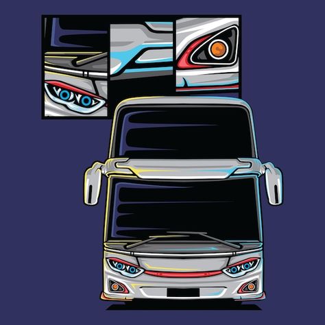 Vector bus with details | Premium Vector #Freepik #vector #car-illustration #car #vehicle #sports-car Vector Bus, Logo Bus, Bus Engine, Mobil Rc, Mobil Mustang, Bus City, Yamaha Yzf R6, New Era