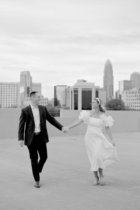 Charlotte Nc Engagement Photos, Charlotte Engagement Photos, Engagement Outfits Summer, Charlotte Skyline, Engagement Session Posing, Engagement Pic, Hold Hands, Engagement Session Outfits, Engagement Outfits