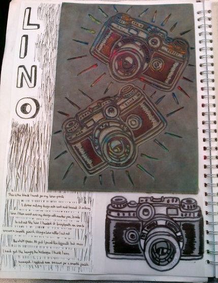 Cameras #lino #print Best Sketchbook, Textiles Sketchbook, Lino Printing, Gcse Art Sketchbook, Lino Art, Gelli Arts, Sketchbook Pages, Gcse Art, A Level Art