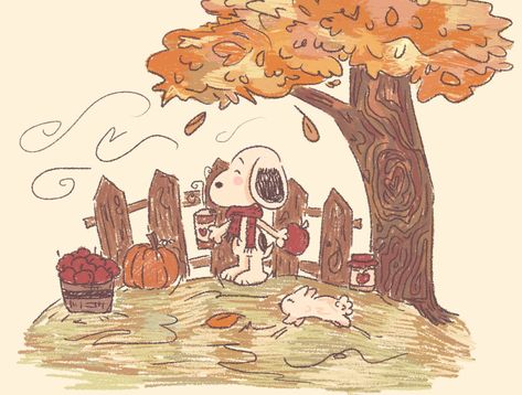 Snoopy Fall, Fall Drawings, Autumn Wallpaper, Scrapbook Printing, Indian Artist, Doodle Illustration, Fall Prints, Cartoon Tv, Fall Wallpaper