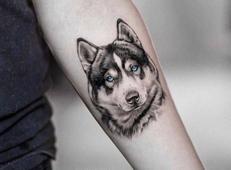 Husky Tattoo Ideas, Husky Tattoo Design, Husky Tattoo, Small Dog Tattoos, Dog Memorial Tattoos, Traditional Ink, Wolf Pictures, Line Work Tattoo, Line Art Tattoos