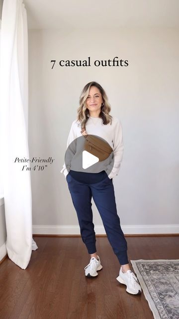 Brooke Anderson on Instagram: "Seven casual outfit ideas! Sharing the links to shop in my story today. The links will take you to the LTK app (find my profile in the app under pumpsandpushups) and also to my blog at pumpsandpushups.com - you can always find these links in my bio. #petitestyle #petitefashion #casualoutfits" Winter Semi Casual Outfit Women, Chino Women Outfit, Everyday Fashion Outfits Casual, 2024 Casual Outfits Women, Casual Outfits For Women In Their 40s, Relaxed Outfits Women, Brooks Outfit, Outfit Ideas For Short Women, Casual Outfits Petite