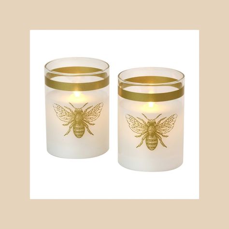 Accent your home with this chic pair of battery operated Honeybee motion flame candles. The natural moving flame creates the illusion of a real candle🕯️ If you get yours today you can also get 20% off! - - - - @kohls @amazon @macys @homedepot @loweshomeimprovement @target @qvc @wayfair @brookstone @celebritehome @faire_wholesale @matchsquaremarketplace @walmart @newegg - - - - #lumabase #chic #honeybee #flame #candle Honey Bee Design, Honey Bee Decor, Glass Candles, Bee's Knees, Flickering Lights, Light Candles, White Wax, Bee Decor, Candle Flames