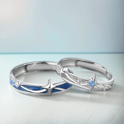 ♡ Are you feeling troubled about 'which birthday gift is best for boyfriend'? Maybe our couple rings with engraved names are your best choice.  STERLING SILVER symbolizes your STERLING LOVE for him. ♡ This silver ring set come in an elegant gift box 🎁 , making them easy to present as a gift to your loved one💝. Order yours today and make a statement of your love that will last a lifetime. ♡ How to customize: We offer free engraving of up to 6 letters/numbers. Please leave your personalized text