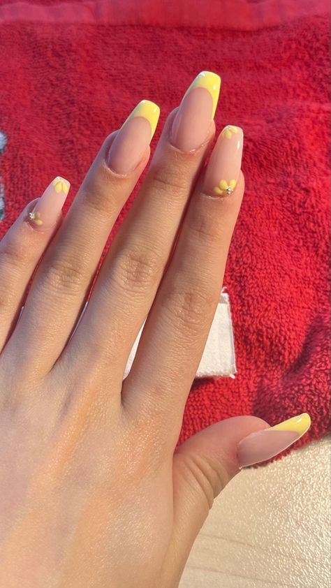 #nails #nailart #nailinspo #flowernails # flower #flowerfrenchtip #yellow #frenchnails Yellow French, Prom 2024, Prom Ideas, Ballerina Nails, Yellow Nails, Nail Extensions, Pastel Yellow, Nails Ideas, Nails Nailart