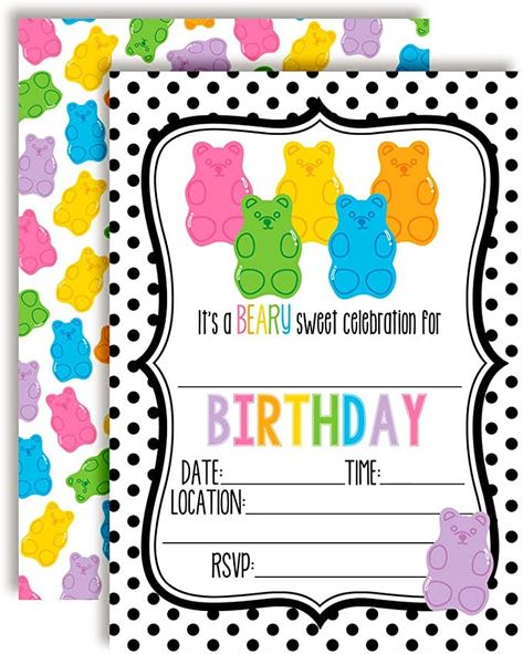 Bear Themed Birthday Party, Bear Birthday Party Invitations, Bear Birthday Party, Birthday Dates, Bear Party, Fourth Birthday, Party Invitations Kids, Bear Birthday, Cute Candy