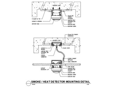 The smoke and heat detector mounting CAD drawing which consist automatic device fix temperature sensors. also has detail of how to install smoke detectors and heat detectors used in fire alarm system on false ceiling. Thank you for downloading the AutoCAD file and other CAD program from our website. Heat Detectors, Electrical Cad, Android Phone Wallpaper, Drawing Block, Fire Alarm System, Ceiling Detail, Electrical Installation, Detailed Plans, Autocad Drawing