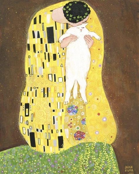 Rosemarie Core, Evil Cat Art, Cat Art Background, 30s Aesthetic, 심플한 그림, Klimt Art, Kiss Art, Painting Series, Arte 8 Bits