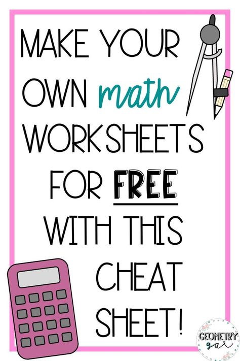 Learn how to make your own math worksheets and more for FREE with a program you probably already have--PowerPoint! Stop spending hours looking for the perfect resource and make your own! #mathworksheets #middleschoolmath #elementarymath #highschoolmath Math Cheat Sheet, Free Math Worksheets, Secondary Math, 7th Grade Math, 8th Grade Math, A Program, 5th Grade Math, High School Math, Math Tricks